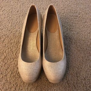 J. crew Gold Shimmer Wedges